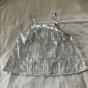 Anthropologie Silver Metallic Top